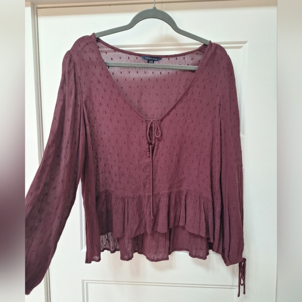 AE Plum Peasant Top